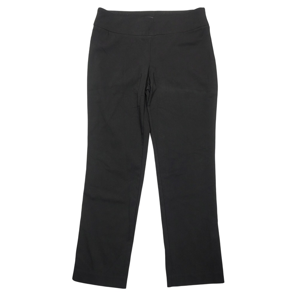 Hilary Radley Rayon Pants Women 10 Stretch Straight Leg Black Solid